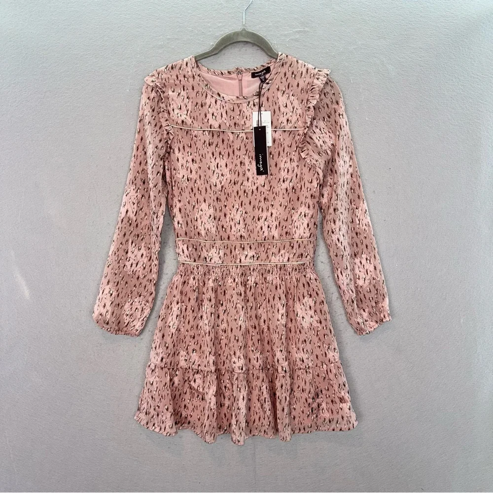 Imoga‎ - NWT big girls Mindy Ruffle mini dress long sleeve elastic waist pink 12